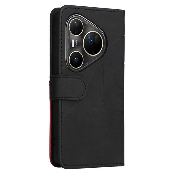 For Huawei Pura 80 Ultra 5G Dual-color Splicing Flip Leather Phone Case(Black)