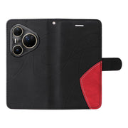 For Huawei Pura 80 Ultra 5G Dual-color Splicing Flip Leather Phone Case(Black)