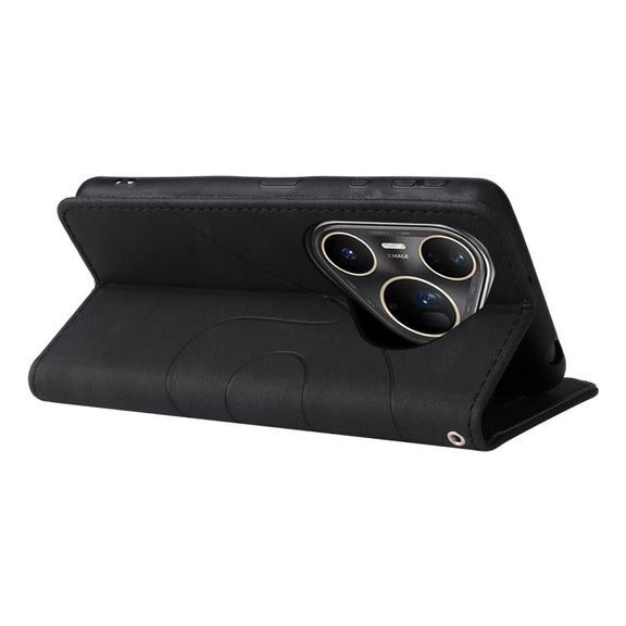 For Huawei Pura 80 Ultra 5G Dual-color Splicing Flip Leather Phone Case(Black)