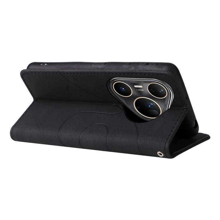 For Huawei Pura 80 Ultra 5G Dual-color Splicing Flip Leather Phone Case(Black)