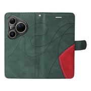 For Huawei Pura 80 Ultra 5G Dual-color Splicing Flip Leather Phone Case(Green)