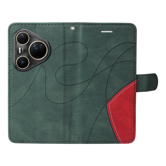 For Huawei Pura 80 Ultra 5G Dual-color Splicing Flip Leather Phone Case(Green)