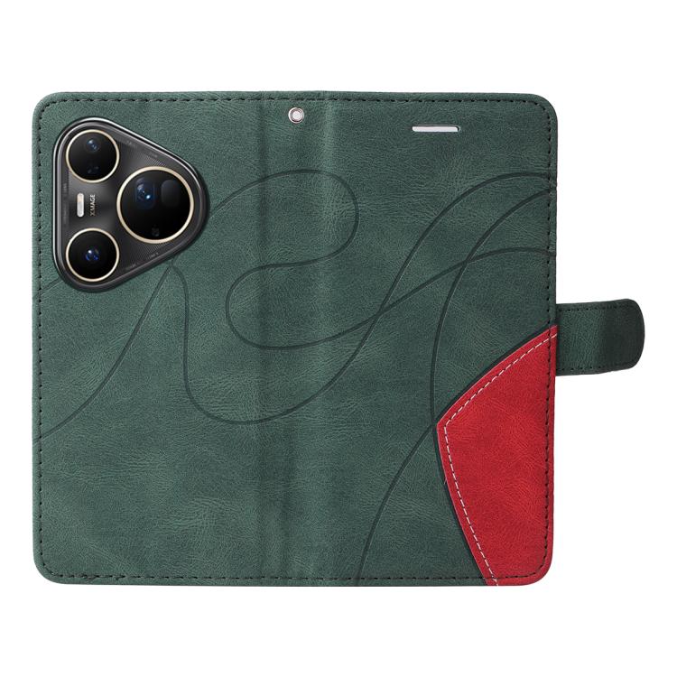 For Huawei Pura 80 Ultra 5G Dual-color Splicing Flip Leather Phone Case(Green)