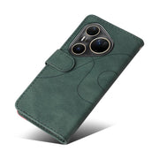For Huawei Pura 80 Ultra 5G Dual-color Splicing Flip Leather Phone Case(Green)