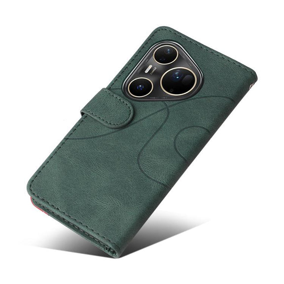 For Huawei Pura 80 Ultra 5G Dual-color Splicing Flip Leather Phone Case(Green)
