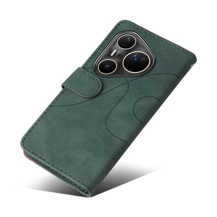 For Huawei Pura 80 Ultra 5G Dual-color Splicing Flip Leather Phone Case(Green)