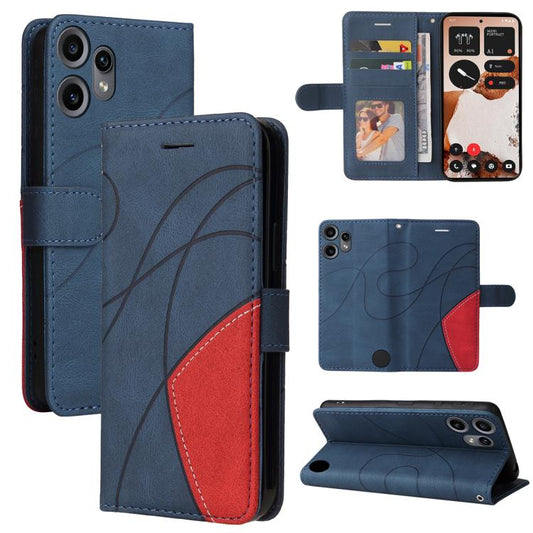 For Nothing CMF Phone 2 Pro Dual-color Splicing Flip Leather Phone Case(Blue) - free shipping - PMC Jewellery - Order now!