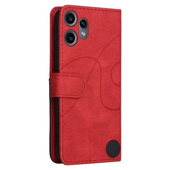 For Nothing CMF Phone 2 Pro Dual-color Splicing Flip Leather Phone Case(Red)