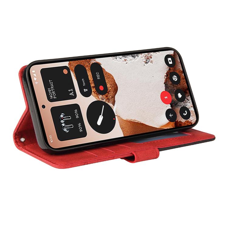 For Nothing CMF Phone 2 Pro Dual-color Splicing Flip Leather Phone Case(Red)