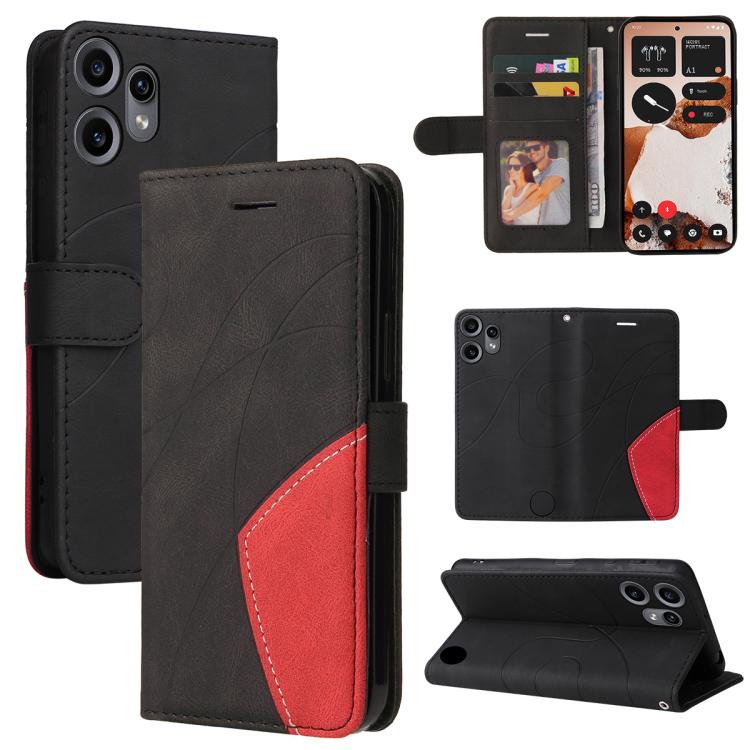 For Nothing CMF Phone 2 Pro Dual-color Splicing Flip Leather Phone Case(Black) - free shipping - PMC TechLife - Order now!