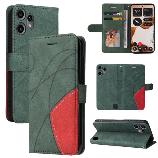 For Nothing CMF Phone 2 Pro Dual-color Splicing Flip Leather Phone Case(Green) - free shipping - PMC Jewellery - Order now!