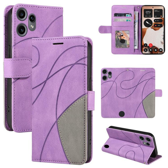 For Nothing CMF Phone 2 Pro Dual-color Splicing Flip Leather Phone Case(Purple)