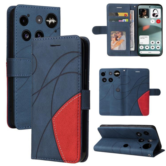 For Nothing Phone 3 Dual-color Splicing Flip Leather Phone Case(Blue)
