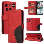 For Nothing Phone 3 Dual-color Splicing Flip Leather Phone Case(Red)