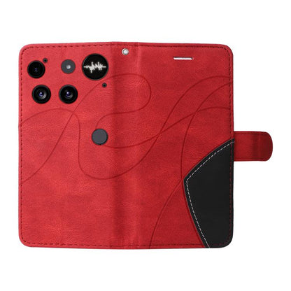 For Nothing Phone 3 Dual-color Splicing Flip Leather Phone Case(Red) - free shipping - PMC Jewellery - Order now!