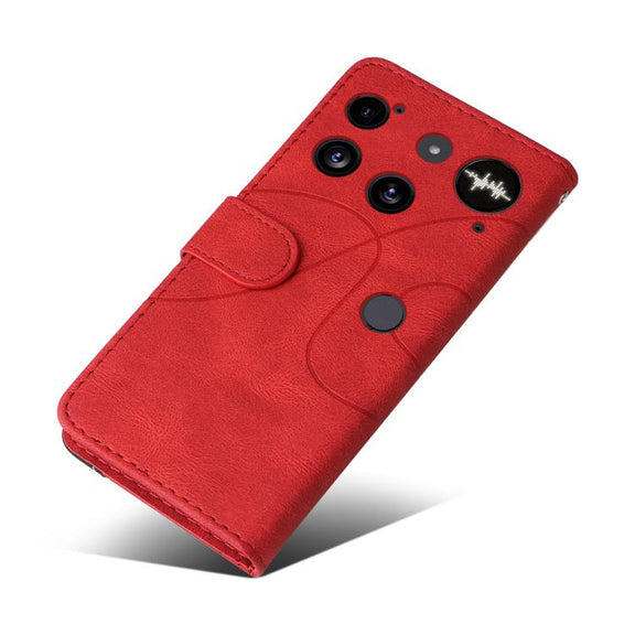 For Nothing Phone 3 Dual-color Splicing Flip Leather Phone Case(Red)