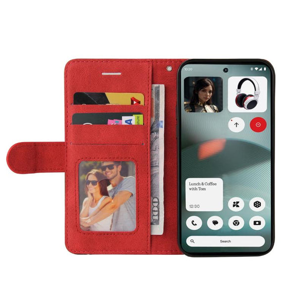 For Nothing Phone 3 Dual-color Splicing Flip Leather Phone Case(Red)
