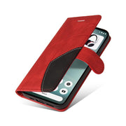 For Nothing Phone 3 Dual-color Splicing Flip Leather Phone Case(Red)
