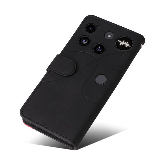For Nothing Phone 3 Dual-color Splicing Flip Leather Phone Case(Black)