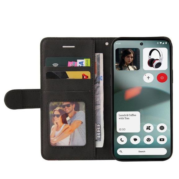 For Nothing Phone 3 Dual-color Splicing Flip Leather Phone Case(Black)