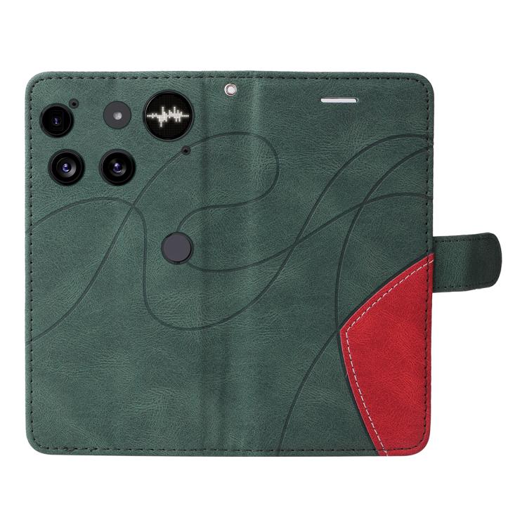 For Nothing Phone 3 Dual-color Splicing Flip Leather Phone Case(Green)