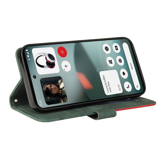 For Nothing Phone 3 Dual-color Splicing Flip Leather Phone Case(Green)