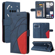 For Nothing Phone 3A Dual-color Splicing Flip Leather Phone Case(Blue)