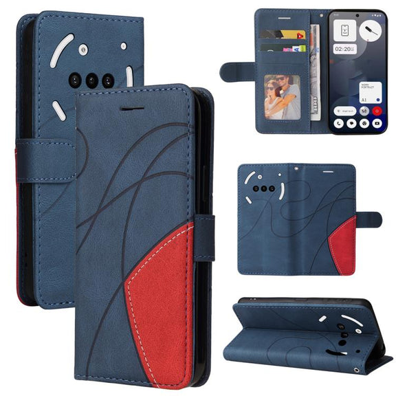 For Nothing Phone 3A Dual-color Splicing Flip Leather Phone Case(Blue)