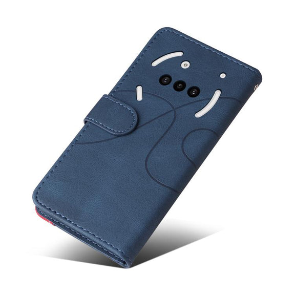For Nothing Phone 3A Dual-color Splicing Flip Leather Phone Case(Blue)