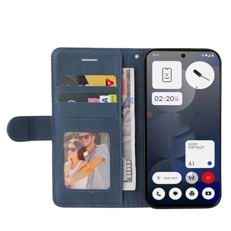For Nothing Phone 3A Dual-color Splicing Flip Leather Phone Case(Blue)