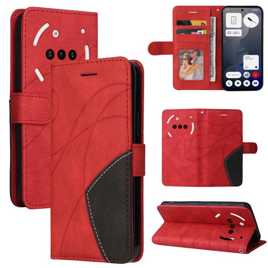 For Nothing Phone 3A Dual-color Splicing Flip Leather Phone Case(Red) - free shipping - PMC Jewellery - Order now!