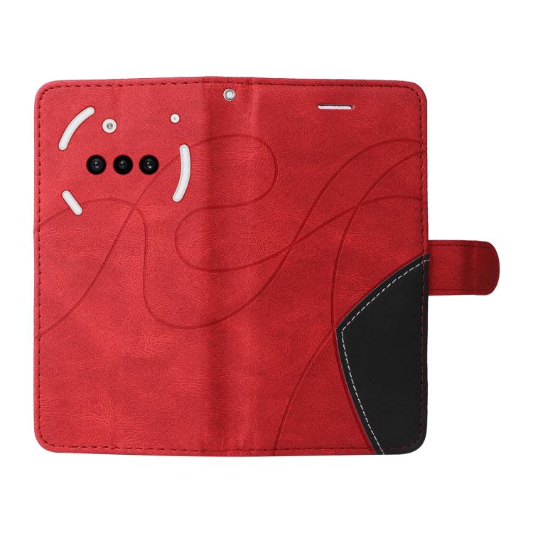 For Nothing Phone 3A Dual-color Splicing Flip Leather Phone Case(Red)