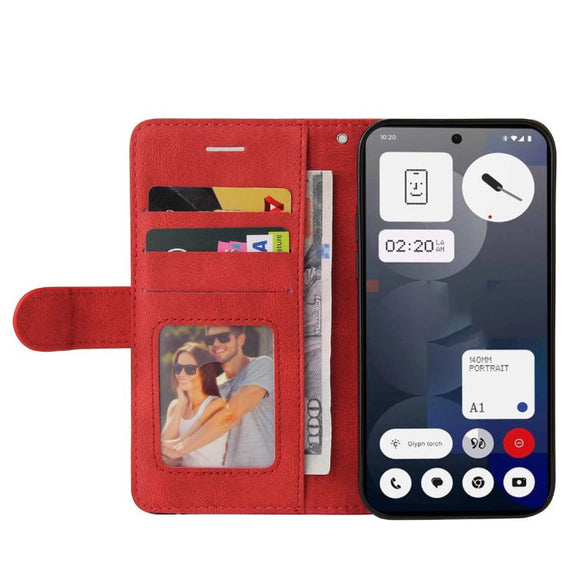 For Nothing Phone 3A Dual-color Splicing Flip Leather Phone Case(Red)