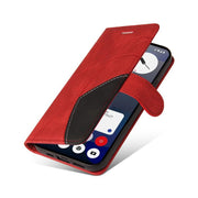 For Nothing Phone 3A Dual-color Splicing Flip Leather Phone Case(Red)
