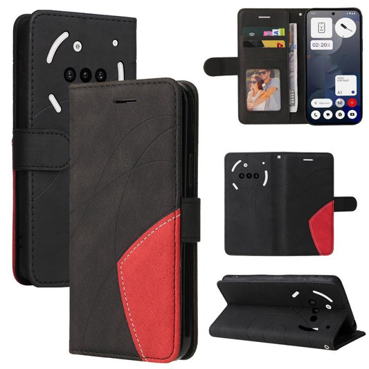 For Nothing Phone 3A Dual-color Splicing Flip Leather Phone Case(Black) - free shipping - PMC Jewellery - Order now!