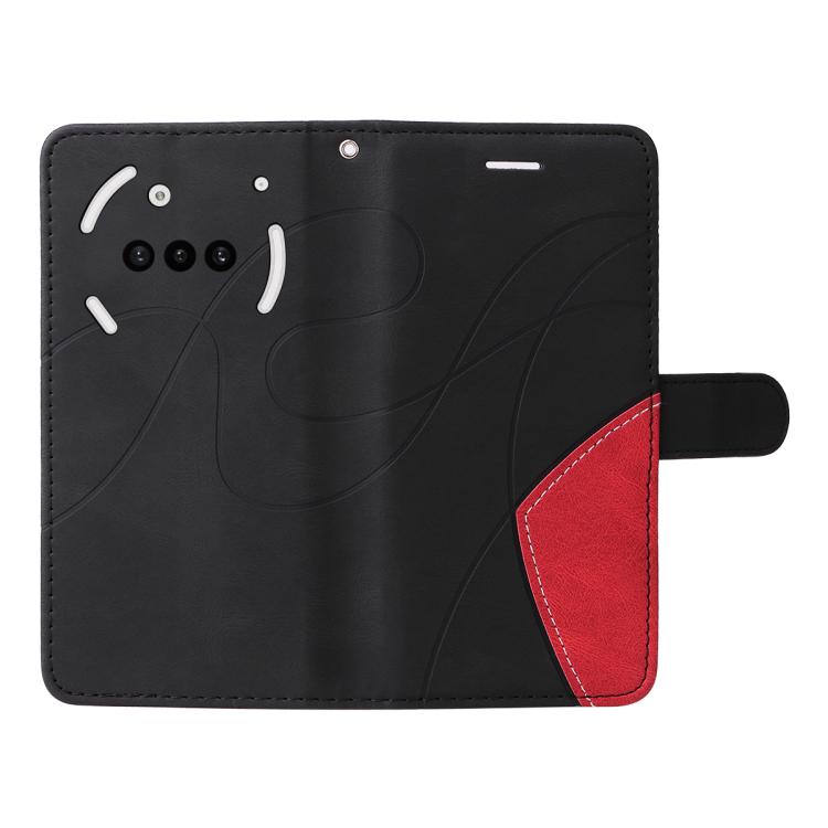 For Nothing Phone 3A Dual-color Splicing Flip Leather Phone Case(Black)