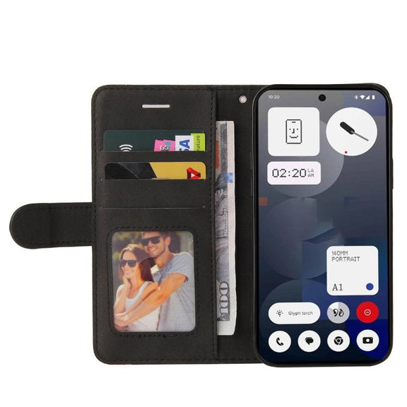 For Nothing Phone 3A Dual-color Splicing Flip Leather Phone Case(Black)