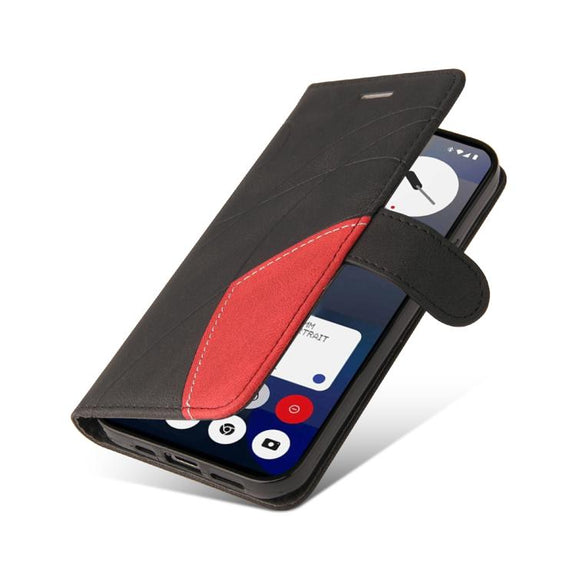 For Nothing Phone 3A Dual-color Splicing Flip Leather Phone Case(Black)