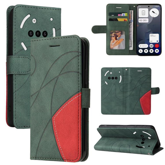 For Nothing Phone 3A Dual-color Splicing Flip Leather Phone Case(Green) - free shipping - PMC Jewellery - Order now!
