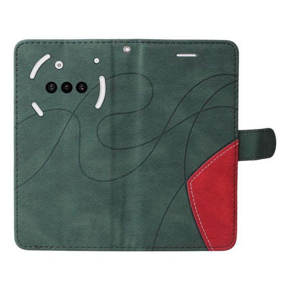 For Nothing Phone 3A Dual-color Splicing Flip Leather Phone Case(Green)