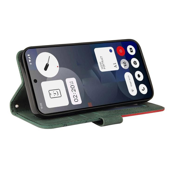 For Nothing Phone 3A Dual-color Splicing Flip Leather Phone Case(Green)