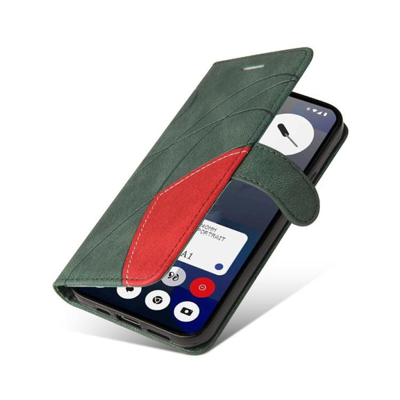For Nothing Phone 3A Dual-color Splicing Flip Leather Phone Case(Green)