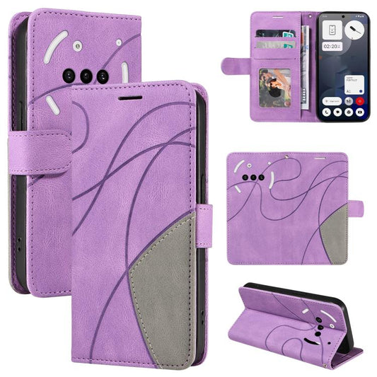 For Nothing Phone 3A Dual-color Splicing Flip Leather Phone Case(Purple) - free shipping - PMC Jewellery - Order now!