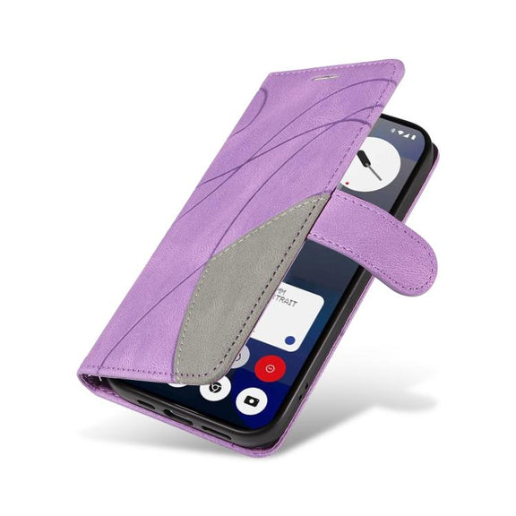 For Nothing Phone 3A Dual-color Splicing Flip Leather Phone Case(Purple)