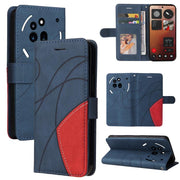 For Nothing Phone 3A Pro Dual-color Splicing Flip Leather Phone Case(Blue)