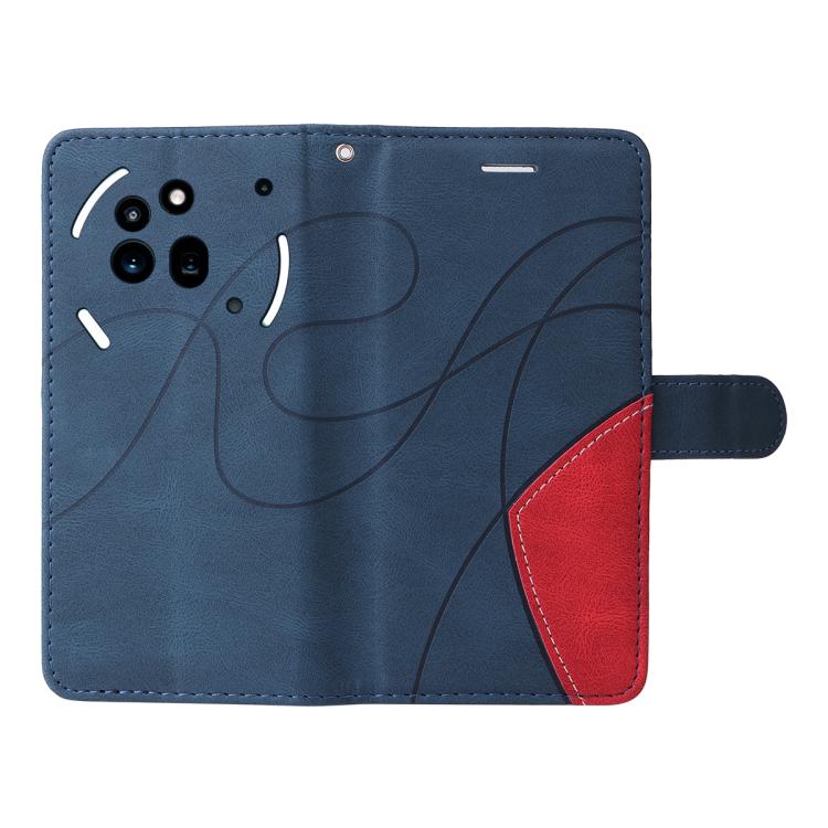 For Nothing Phone 3A Pro Dual-color Splicing Flip Leather Phone Case(Blue)