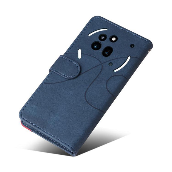 For Nothing Phone 3A Pro Dual-color Splicing Flip Leather Phone Case(Blue)