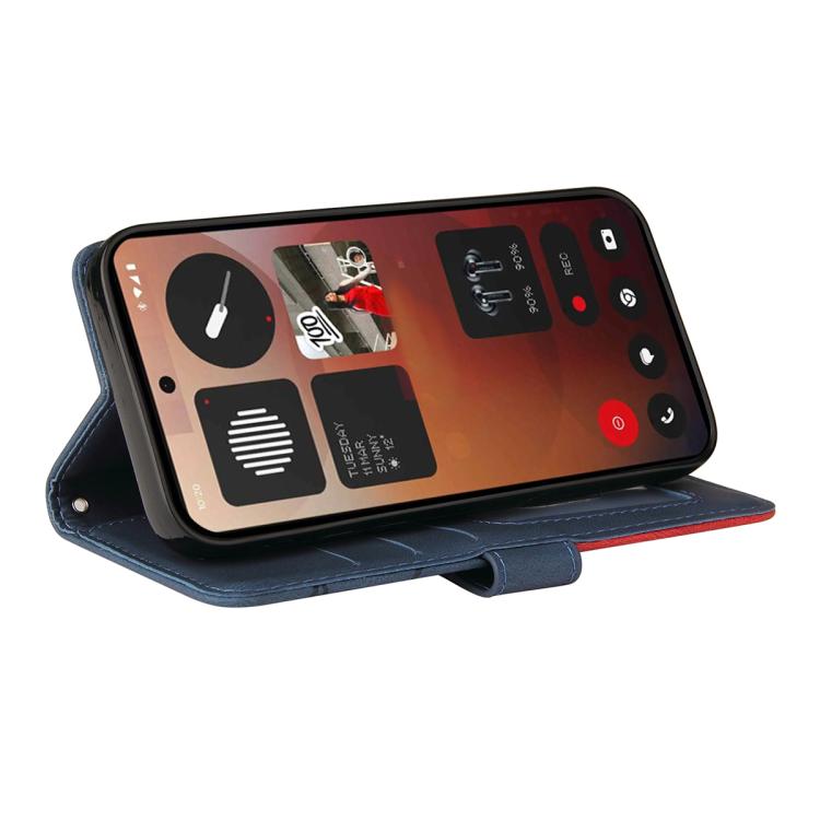 For Nothing Phone 3A Pro Dual-color Splicing Flip Leather Phone Case(Blue)