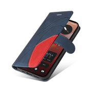 For Nothing Phone 3A Pro Dual-color Splicing Flip Leather Phone Case(Blue)