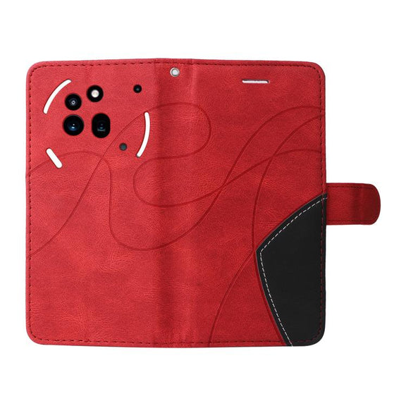 For Nothing Phone 3A Pro Dual-color Splicing Flip Leather Phone Case(Red)